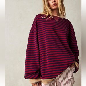 Free People oversized striped crewneck - size small